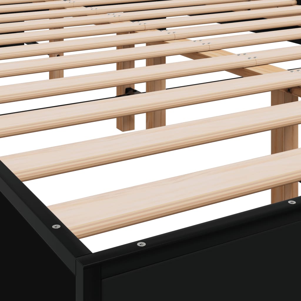 Giroletto Nero 140x200 cm in Legno Multistrato e Metallo | homemem39