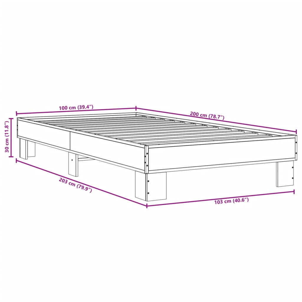 Giroletto Grigio Sonoma 100x200 cm Legno Multistrato e Metallo | homemem39