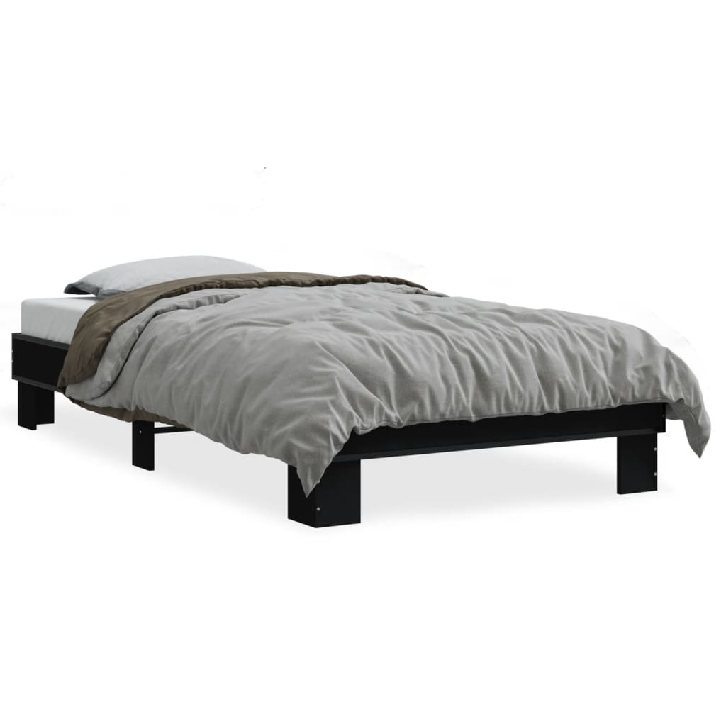 Giroletto Nero 90x200 cm in Legno Multistrato e Metallo | homemem39