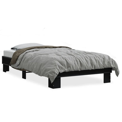Giroletto Nero 90x200 cm in Legno Multistrato e Metallo | homemem39
