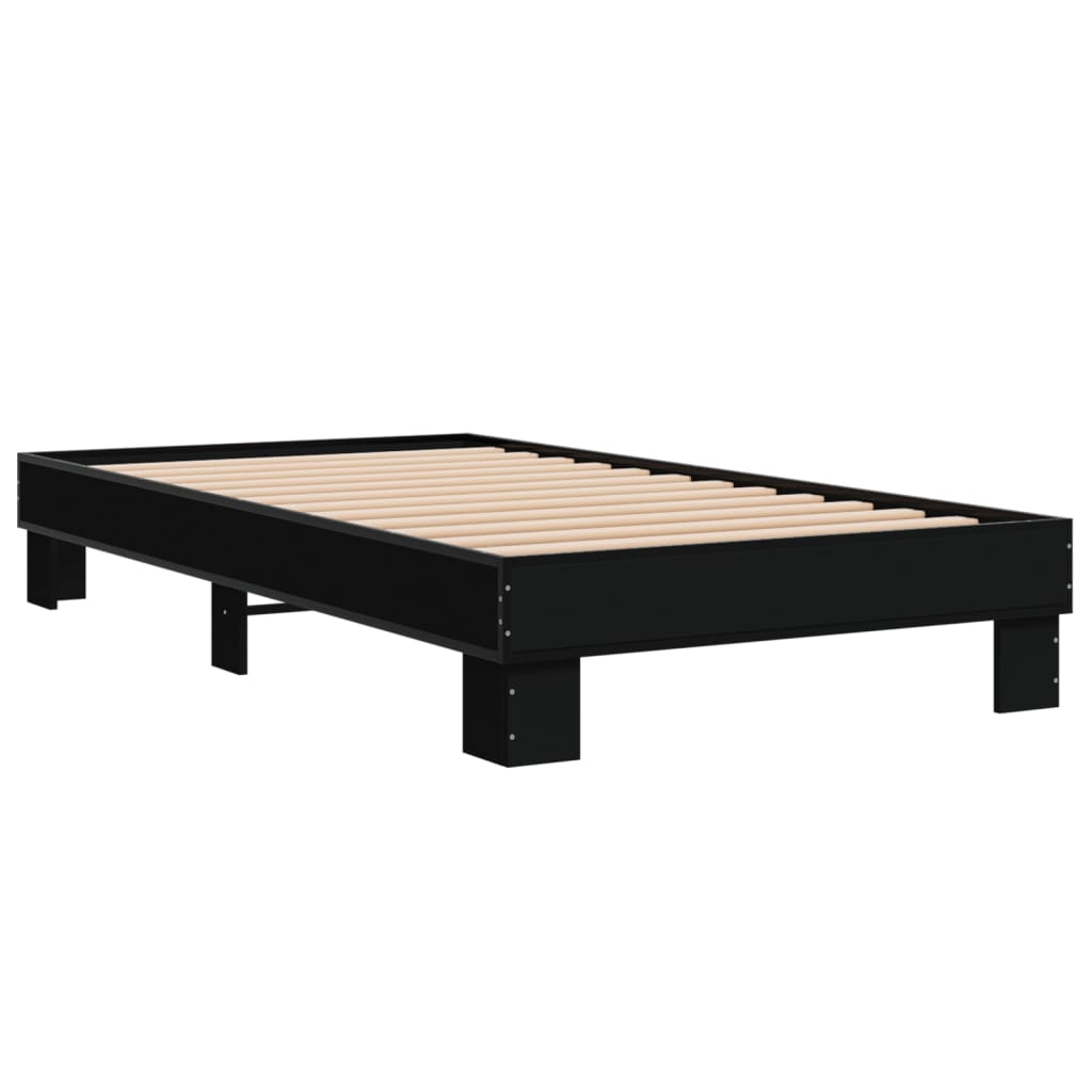 Giroletto Nero 90x200 cm in Legno Multistrato e Metallo | homemem39