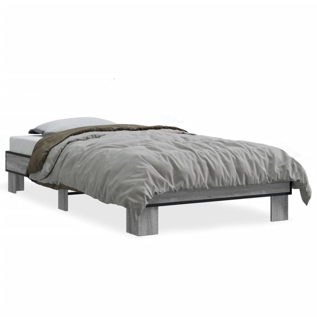 Giroletto Grigio Sonoma 90x200 cm Legno Multistrato e Metallo | homemem39