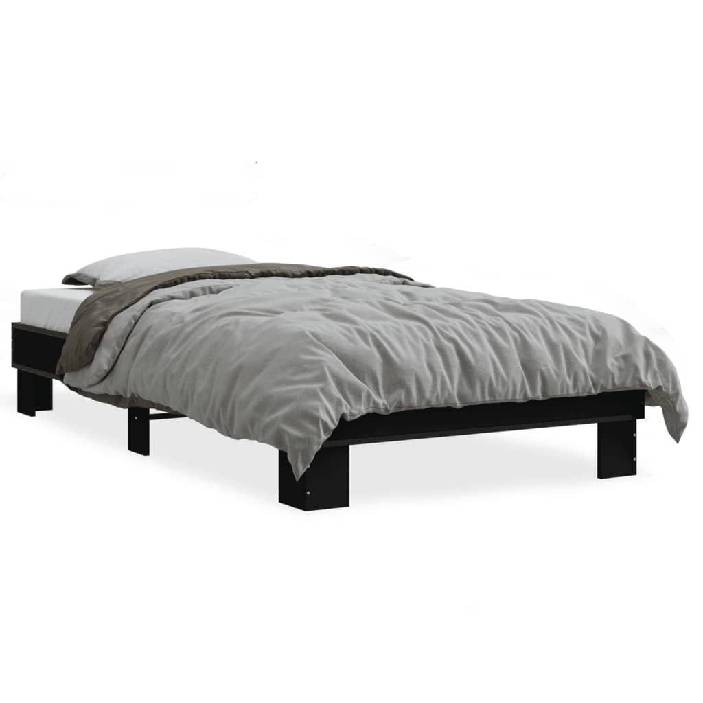 Giroletto Nero 90x190 cm in Legno Multistrato e Metallo | homemem39