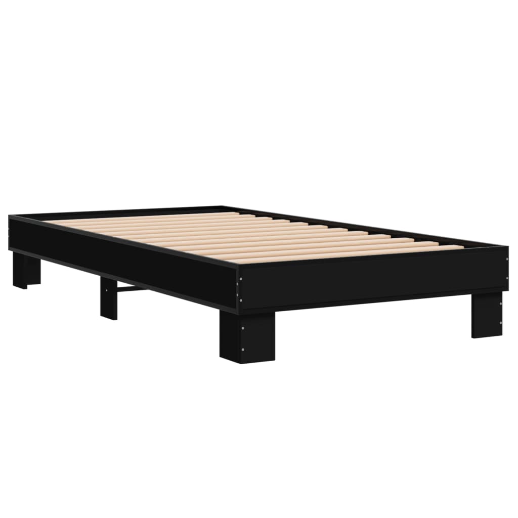Giroletto Nero 90x190 cm in Legno Multistrato e Metallo | homemem39