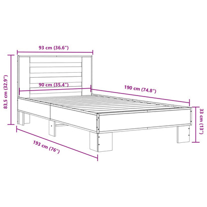 Giroletto Rovere Fumo 90x190 cm in Legno Multistrato e Metallo | homemem39