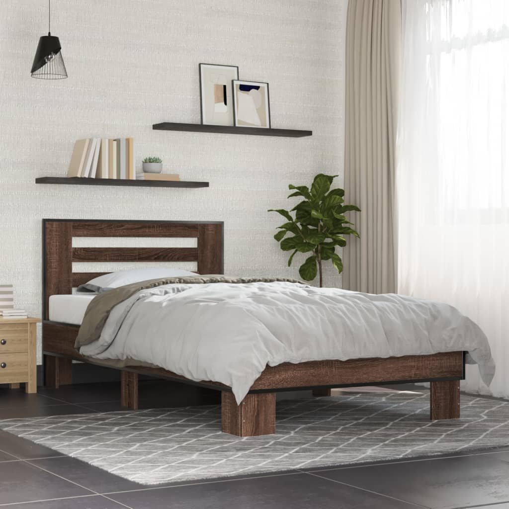 Giroletto Rovere Marrone 90x190 cm Legno Multistrato e Metallo | homemem39