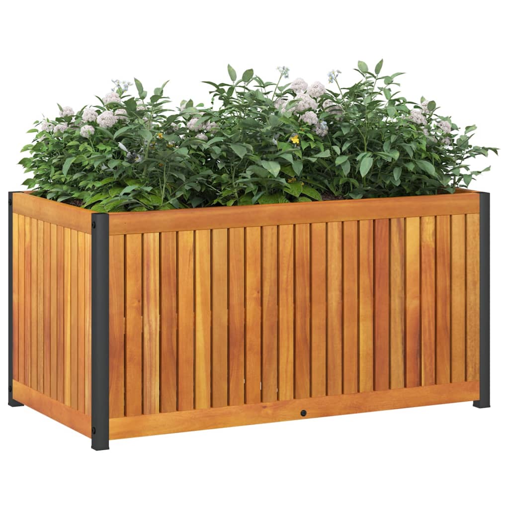 Fioriera da Giardino 85x45x44 cm in Legno Acacia e Acciaio - homemem39