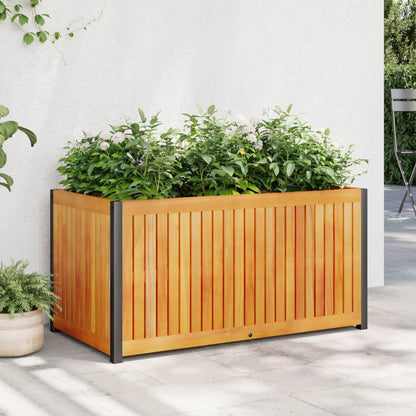 Garden Planter 85x45x44 cm in Acacia Wood and Steel