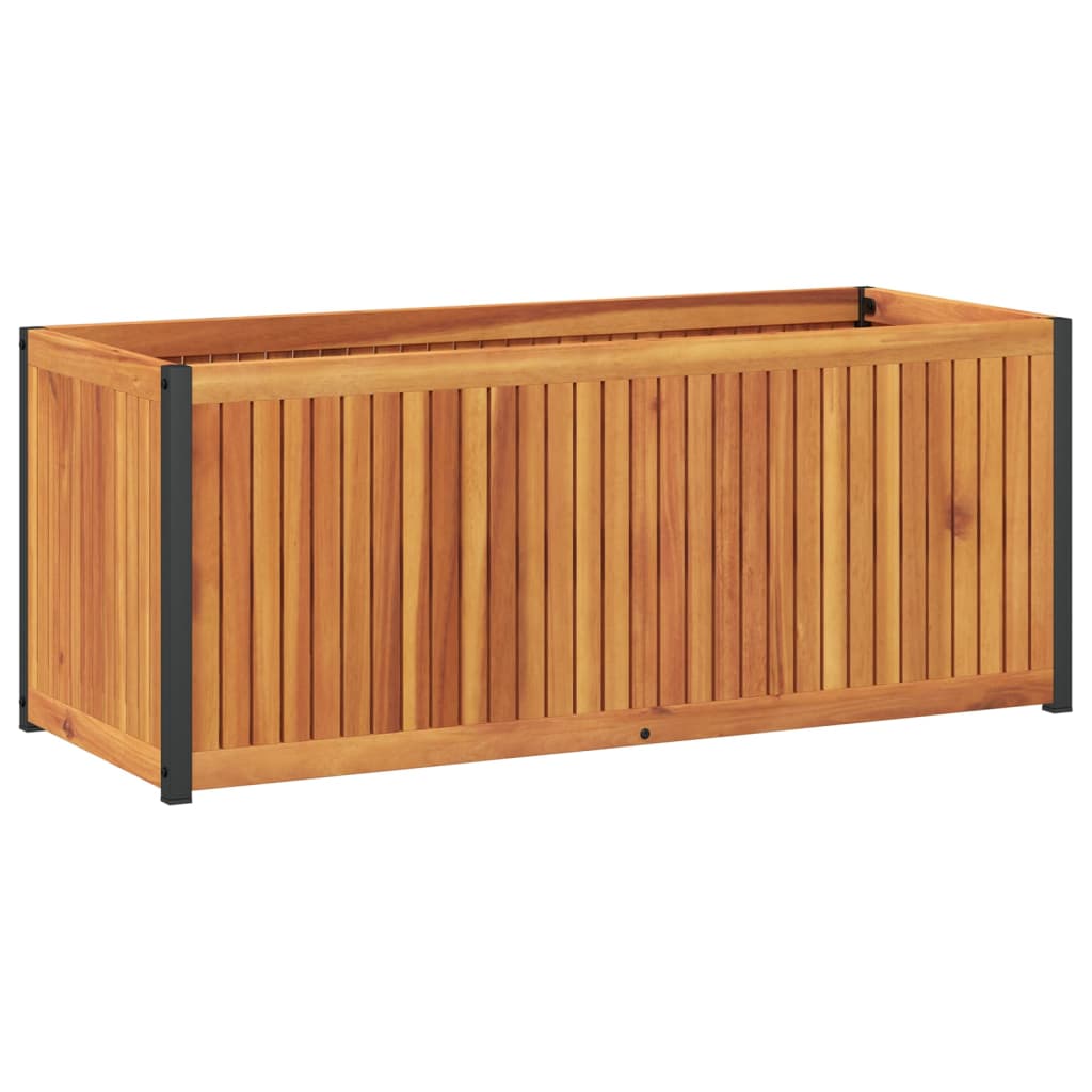 Garden Planter 110x45x44 cm in Acacia Wood and Steel