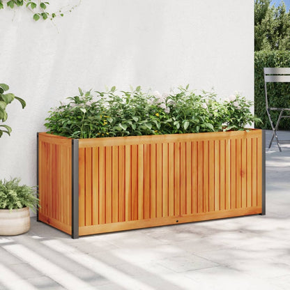 Garden Planter 110x45x44 cm in Acacia Wood and Steel