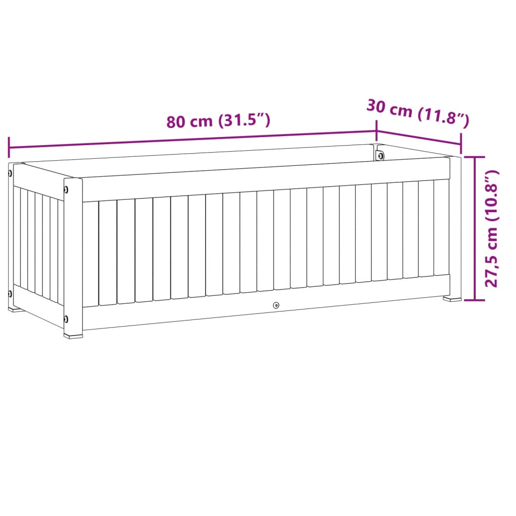 Fioriera da Giardino 80x30x27,5 cm in Legno Massello di Acacia