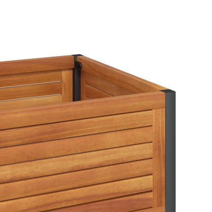 Planter with Shelf 80x45x80 cm in Acacia Wood and Steel