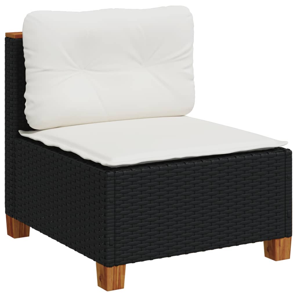 Set Divani da Giardino 5 pz con Cuscini in Polyrattan Nero | homemem39