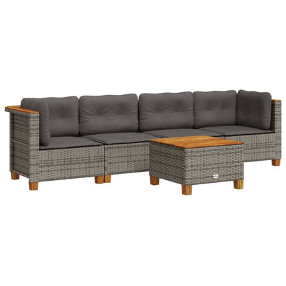 Set Divano da Giardino 5 pz con Cuscini Grigio in Polyrattan | homemem39