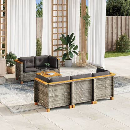 Set Divano da Giardino 6 pz con Cuscini Grigio in Polyrattan - homemem39