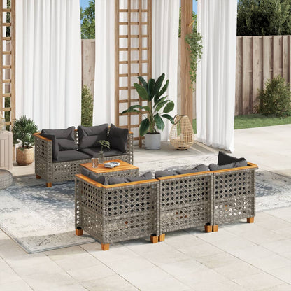 Set Divano da Giardino 6 pz con Cuscini Grigio in Polyrattan - homemem39