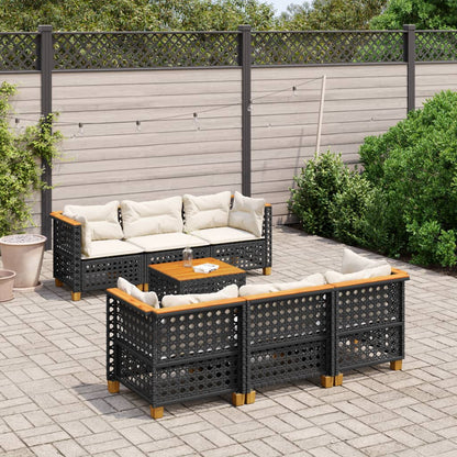 Set Divani da Giardino con Cuscini 7pz Nero Polyrattan - homemem39