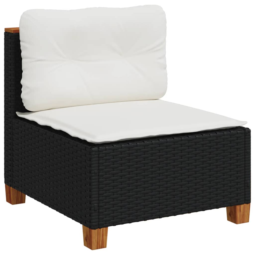 Set Divani da Giardino con Cuscini 7pz Nero Polyrattan | homemem39