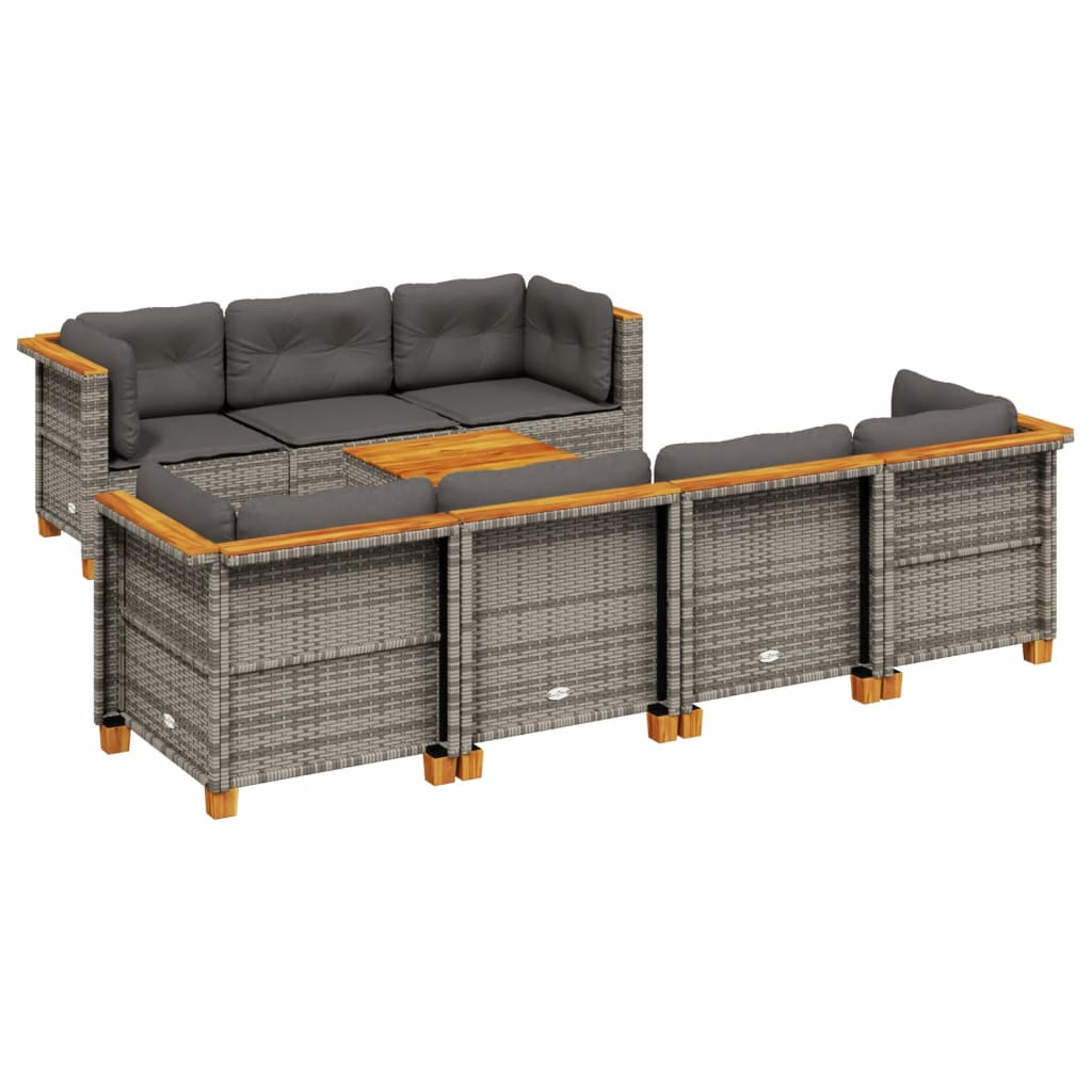 Set Divano da Giardino 8 pz con Cuscini Grigio in Polyrattan - homemem39