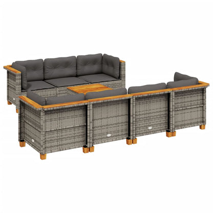 Set Divano da Giardino 8 pz con Cuscini Grigio in Polyrattan - homemem39
