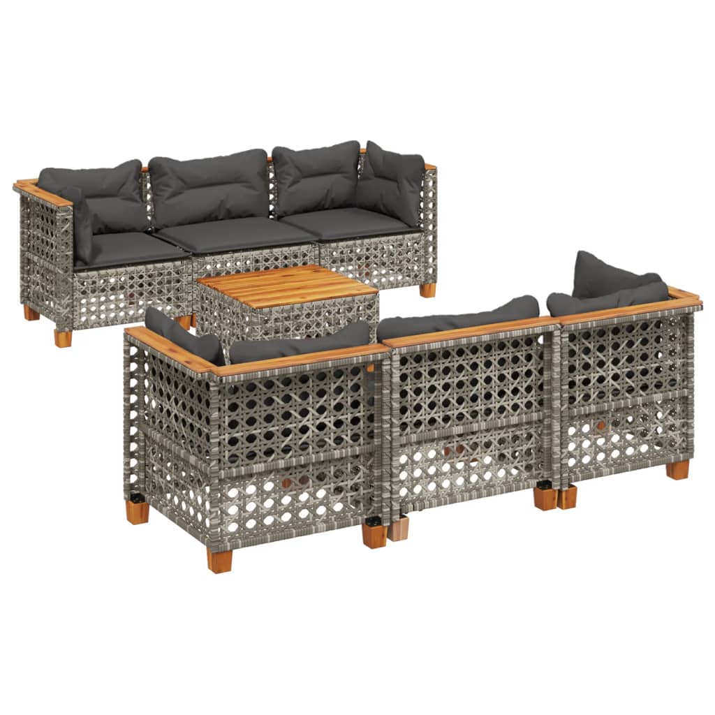 Set Divano da Giardino 8 pz con Cuscini Grigio in Polyrattan - homemem39