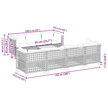 Set Divano da Giardino 8 pz con Cuscini Grigio in Polyrattan | homemem39
