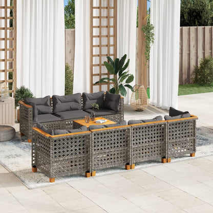 Set Divano da Giardino 8 pz con Cuscini Grigio in Polyrattan | homemem39