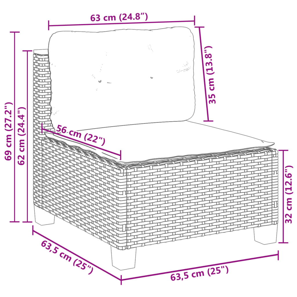 Set Divani da Giardino con Cuscini 8 pz Nero in Polyrattan | homemem39