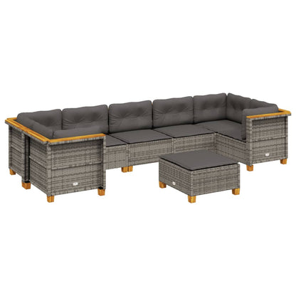 Set Divano da Giardino 8 pz con Cuscini Grigio in Polyrattan - homemem39