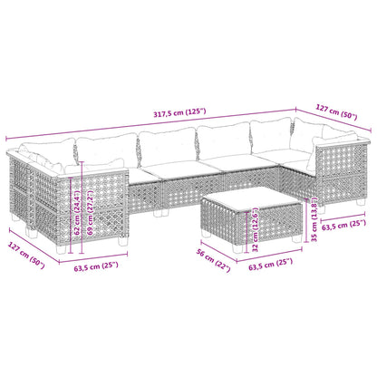 Set Divani da Giardino con Cuscini 8 pz Nero in Polyrattan | homemem39
