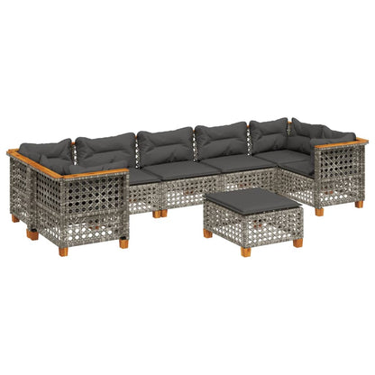 Set Divano da Giardino 8 pz con Cuscini Grigio in Polyrattan | homemem39