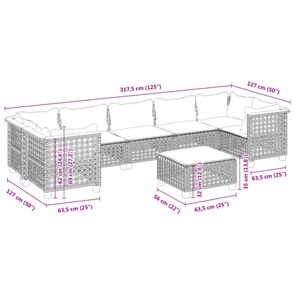 Set Divano da Giardino 8 pz con Cuscini Grigio in Polyrattan | homemem39