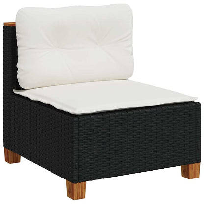 Set Divani da Giardino 9 pz con Cuscini Nero in Polyrattan - homemem39