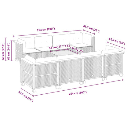 Set Divano da Giardino 9 pz con Cuscini Grigio in Polyrattan | homemem39
