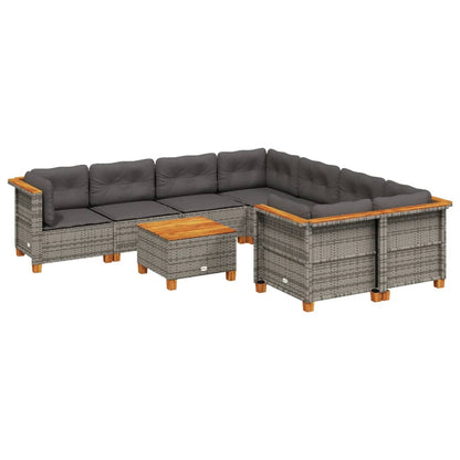 Set Divano da Giardino 9 pz con Cuscini Grigio in Polyrattan - homemem39