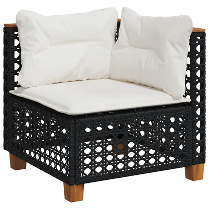 Set Divani da Giardino 9 pz con Cuscini Nero in Polyrattan - homemem39