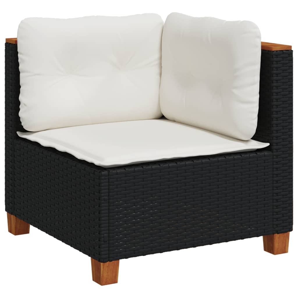 Set Divani da Giardino 4 pz con Cuscini Nero in Polyrattan - homemem39