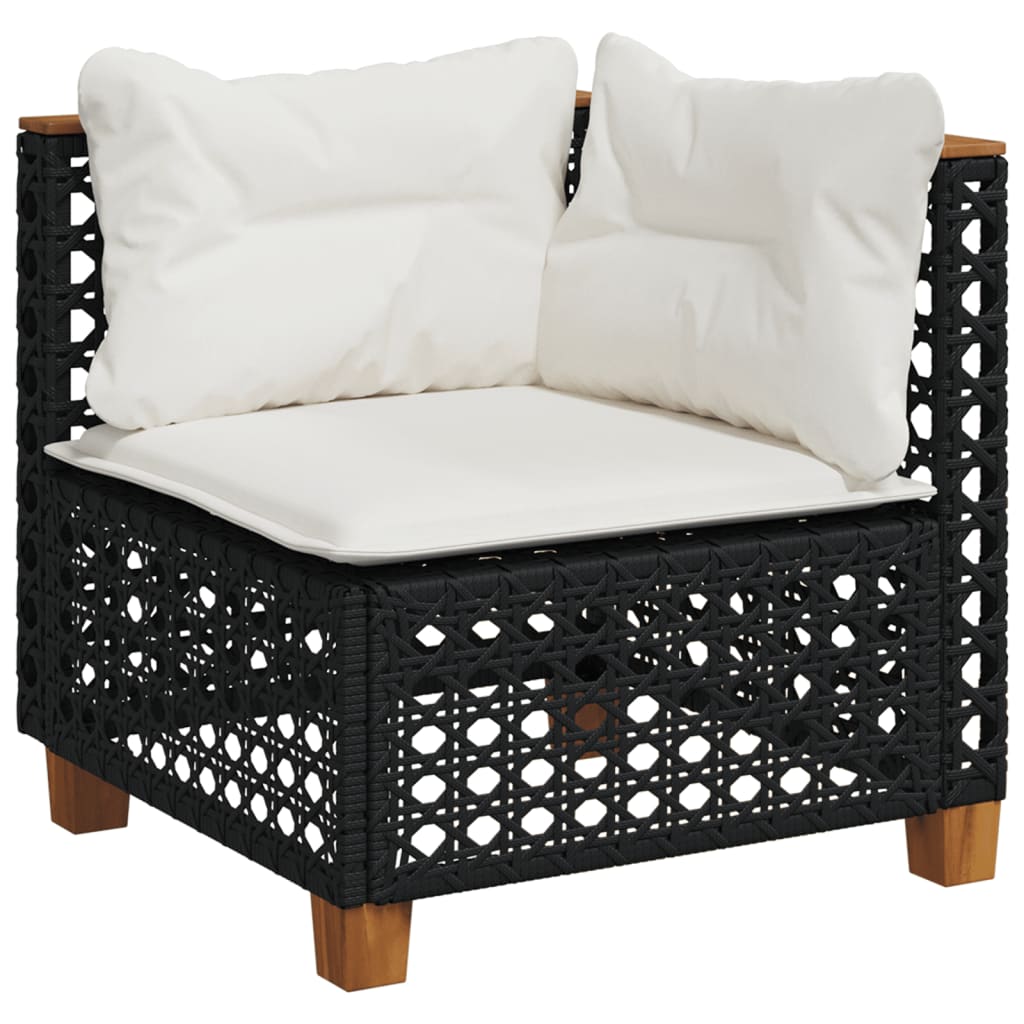 Set Divani da Giardino 4 pz con Cuscini Nero in Polyrattan - homemem39