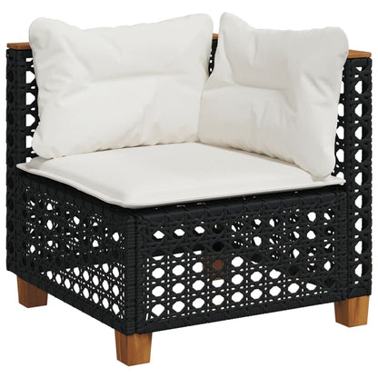 Set Divani da Giardino 4 pz con Cuscini Nero in Polyrattan - homemem39