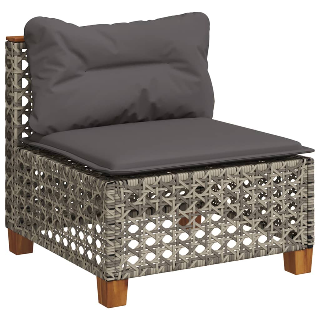 Set Divani da Giardino 4 pz con Cuscini in Polyrattan Grigio | homemem39