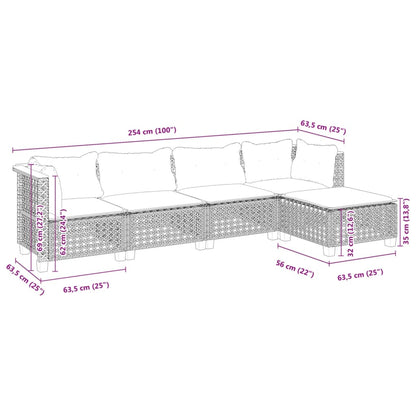 Set Divano da Giardino 5 pz con Cuscini Grigio in Polyrattan | homemem39