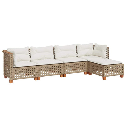 Set Divano da Giardino 5 pz con Cuscini Beige in Polyrattan | homemem39