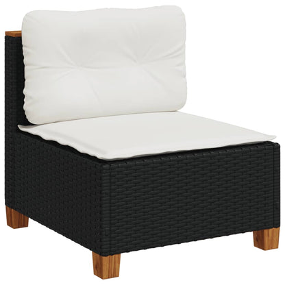 Set Divano da Giardino 6 pz con Cuscini Nero in Polyrattan | homemem39