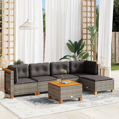 Set Divano da Giardino 6 pz con Cuscini Grigio in Polyrattan - homemem39
