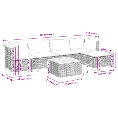 Set Divano da Giardino 6 pz con Cuscini Grigio in Polyrattan | homemem39