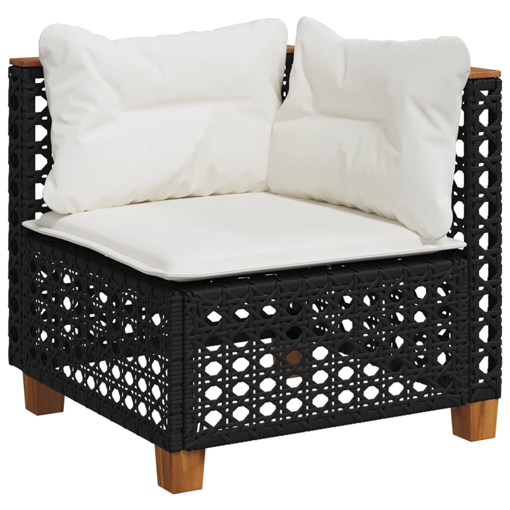 Set Divani da Giardino 4 pz con Cuscini Nero in Polyrattan | homemem39