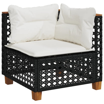 Set Divani da Giardino 4 pz con Cuscini Nero in Polyrattan | homemem39