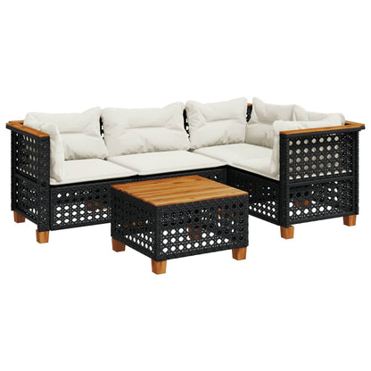 Set Divani da Giardino 5 pz con Cuscini in Polyrattan Nero - homemem39