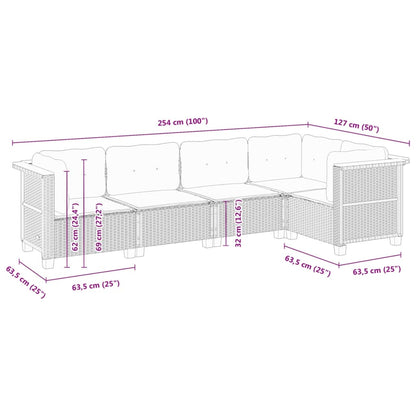 Set Divani da Giardino 5 pz con Cuscini in Polyrattan Nero | homemem39