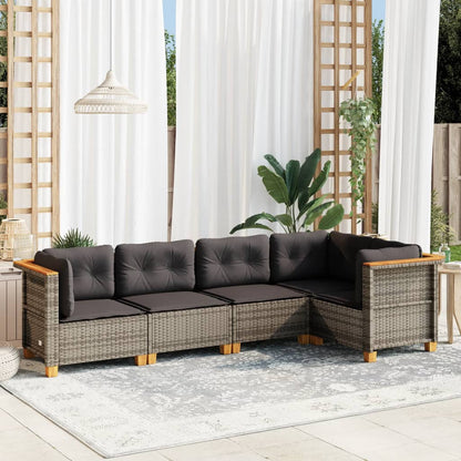 Set Divano da Giardino 5 pz con Cuscini Grigio in Polyrattan - homemem39